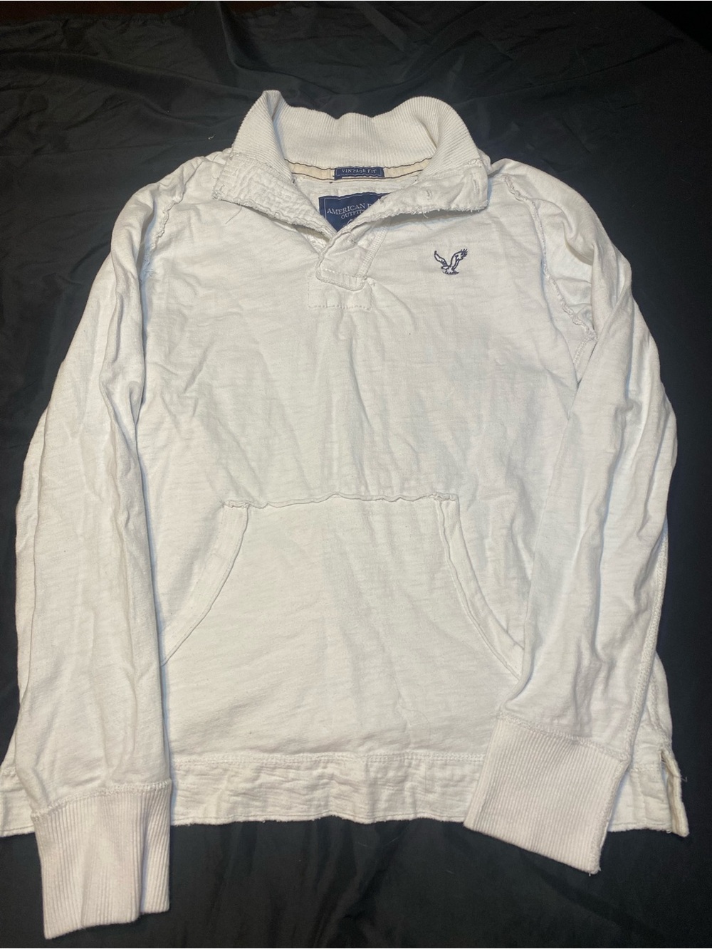 American Eagle Outfitters White Long-Sleeve Pullover Hoodie